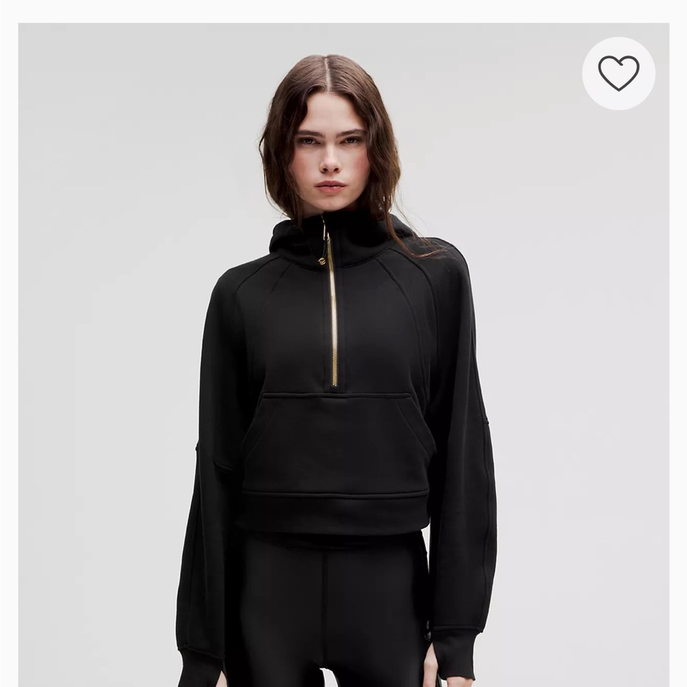 lululemon athletica Black Half-Zip Hooded Pullover with Gold Zipper
